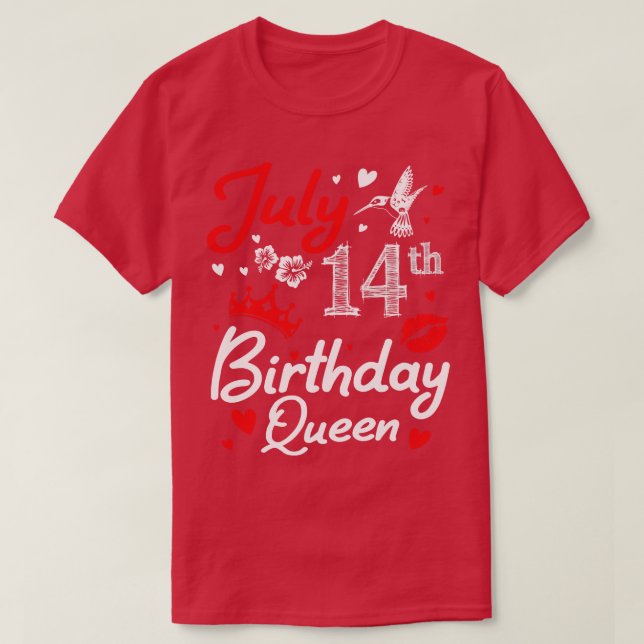 Camiseta Nascer Em Julho 14 Feliz Aniversário Eu Você Mamãe (Frente do Design)