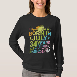 Camiseta Nascer Em Julho De 1988 Feliz Aniversário 34 Anos