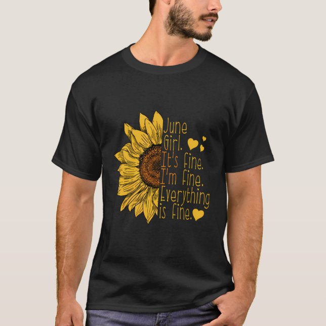 Camiseta Nascer Em Junho Aniversário De Girassol Dão Às Mul (Frente)