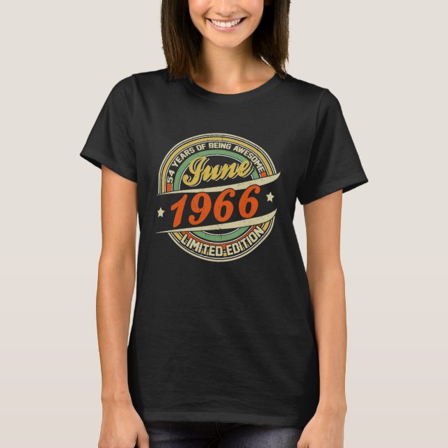 Camiseta Nascer Em JUNHO DE 1966 Edição Limitada 54. Aniver (Frente)