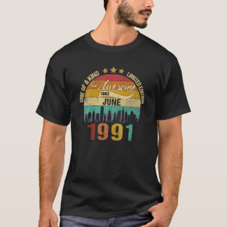 Camiseta Nascer Em Junho De 1991 Vintage aniversário de 30 