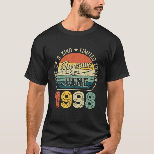 Camiseta Nascer Em Junho De 1998 23 Anos Aniversário Do Tee (Frente)