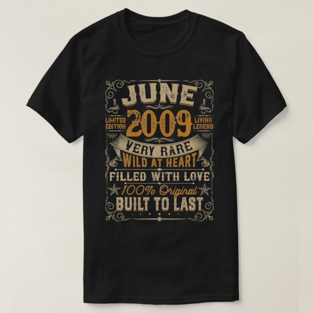 Camiseta Nascer Em Junho De 2009 Presente 12 de Aniversário (Frente do Design)