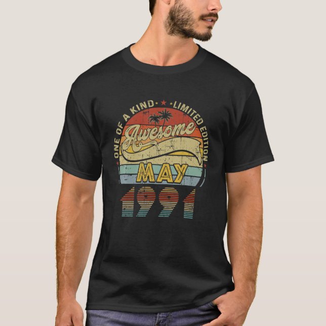 Camiseta Nascer Em Maio De 1991 Retro 30 Anos (Frente)
