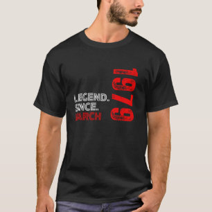 Camiseta Nascer Em Março De 1979 Vintage Birthday Legend Fr