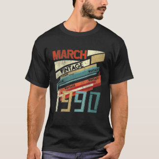 Camiseta Nascer Em MARÇO De 1990, Retro Vintage B, 300 Anos