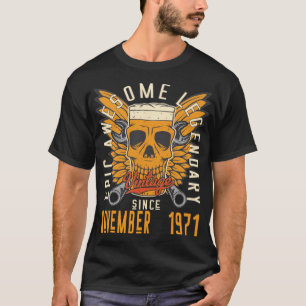 Camiseta Nascer em novembro de 1971 Vintage aniversário
