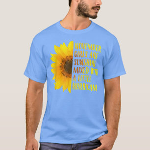 Camiseta Nascer Em Novembro De Aniversário, Girassol-De-Gir