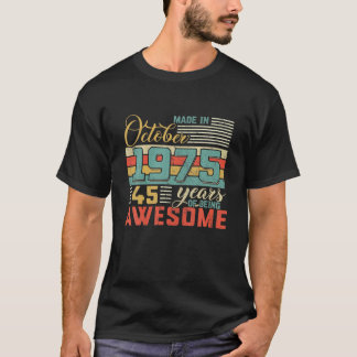 Camiseta Nascer Em OUTUBRO De 1975 45º Ano De Ser Espetacul