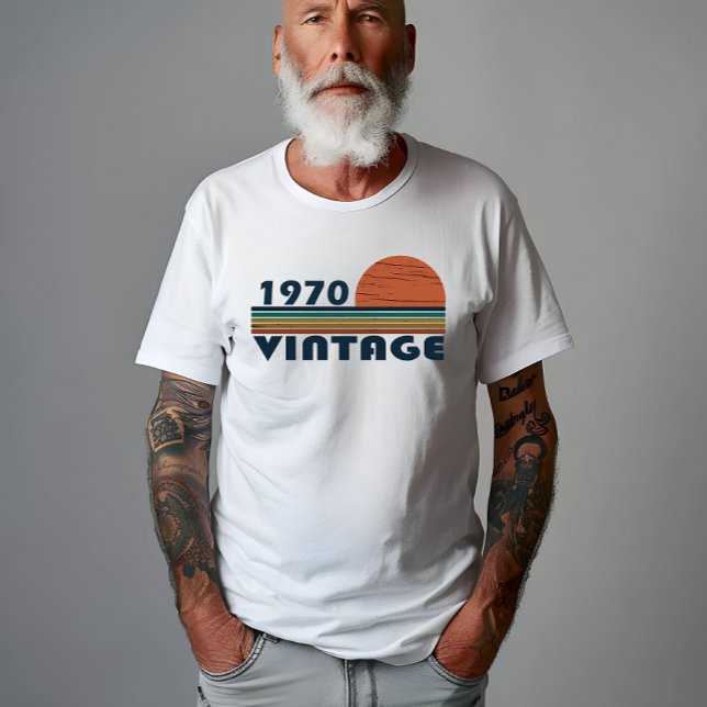 Camiseta Nascer em presente de aniversário de 1970 (Criador carregado)