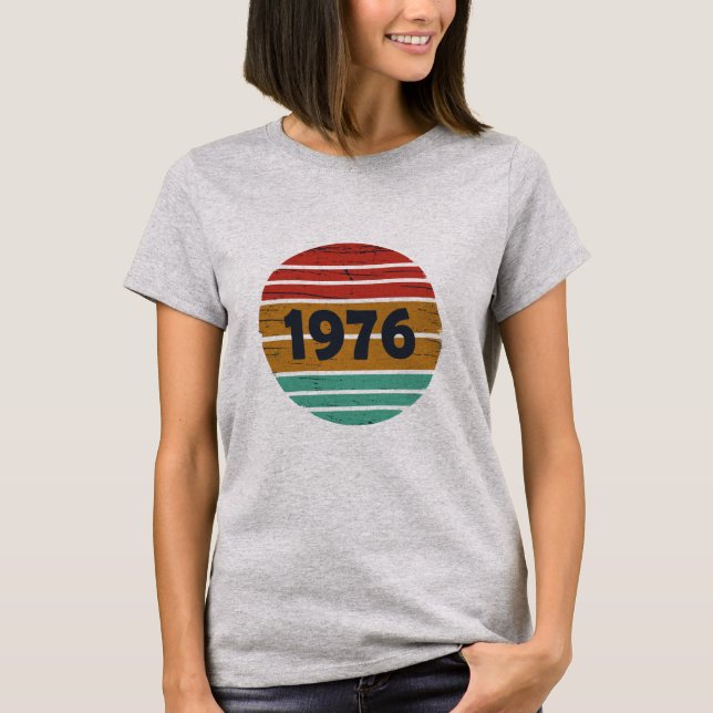 Camiseta Nascer em presente de aniversário de 1976 (Frente)