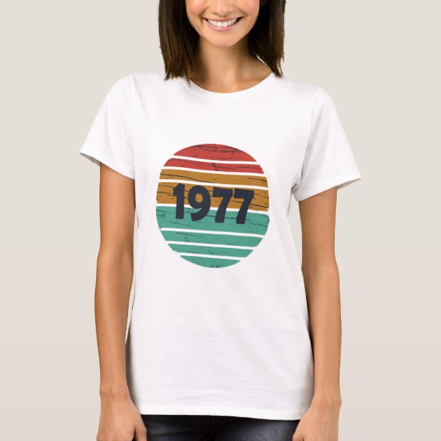 Camiseta Nascer em presente de aniversário de 1977 (Frente)