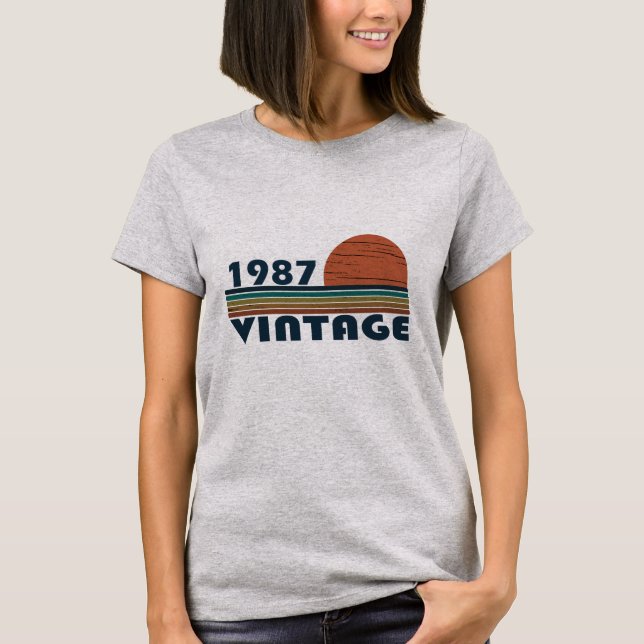 Camiseta nascer em presente de aniversário de 1987 (Frente)