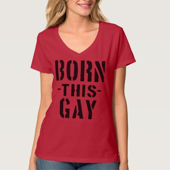 Camiseta NASCER ESTE GAY! O T das mulheres (Frente)