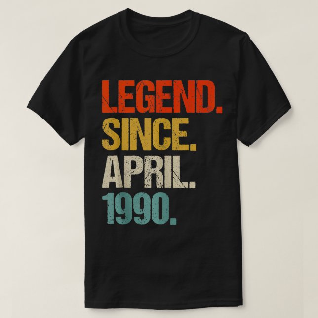 Camiseta Nascer feito em 1990, aos 34 anos, em 1990, 34º an (Frente do Design)