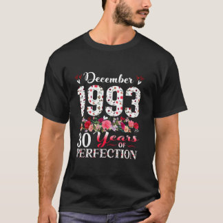 Camiseta nascer Floral De 30 Anos Em Dezembro De 1993