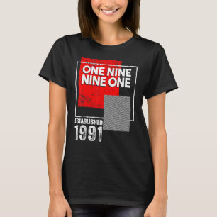 Camiseta Nascer in ou Vintage 1991 para Homens Mulheres