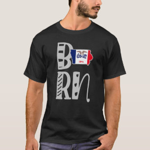 Camiseta Nascer Iowa Em Blocos De Letras