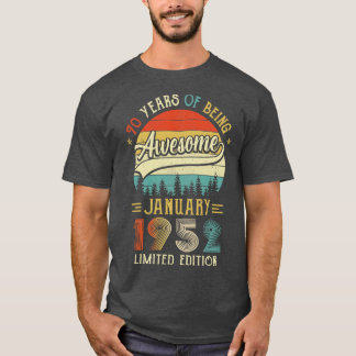 Camiseta Nascer Janeiro De 1952 Aniversário 70 Feito Em 195