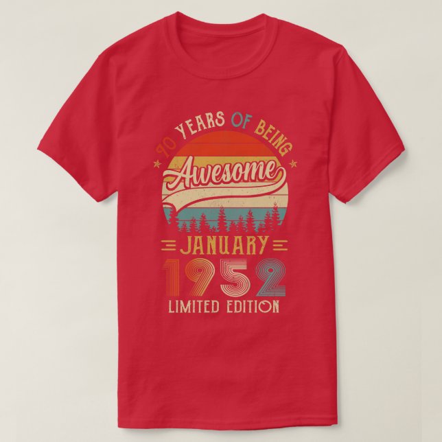Camiseta Nascer Janeiro De 1952 Aniversário 70 Feito Em 195 (Frente do Design)