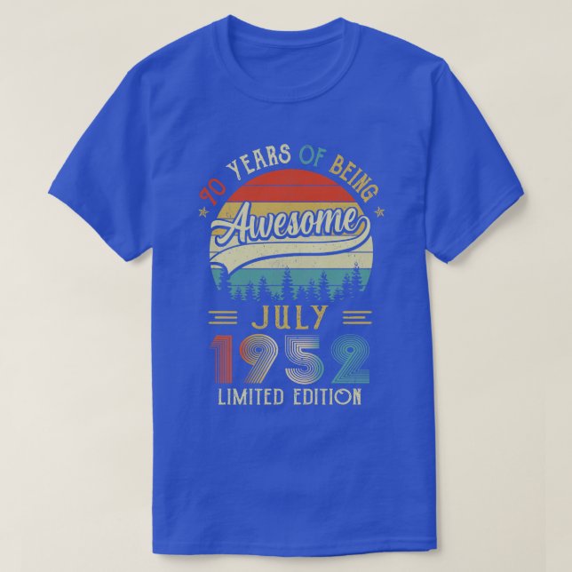 Camiseta Nascer Julho De 1952 Aniversário 70 Feito Em 1952, (Frente do Design)
