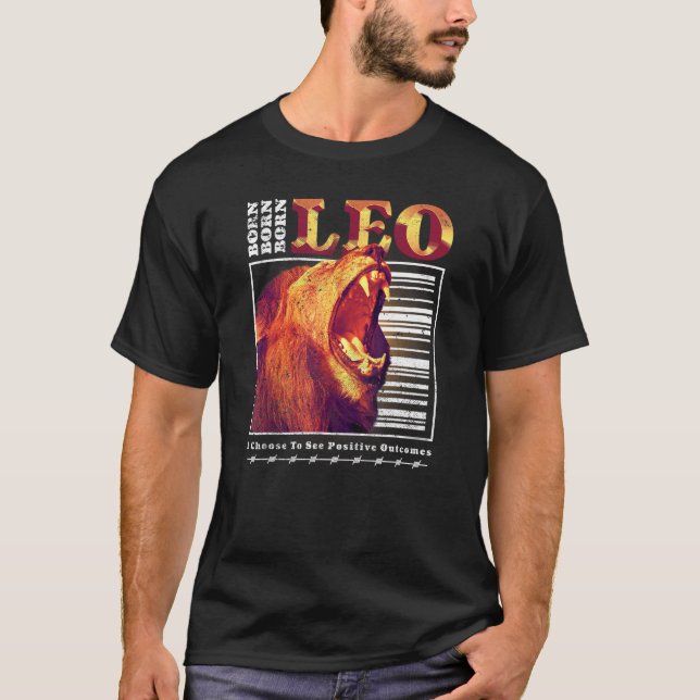 Camiseta Nascer Leo Zodiac - Sinal de Astrologia Horoscópio (Frente)