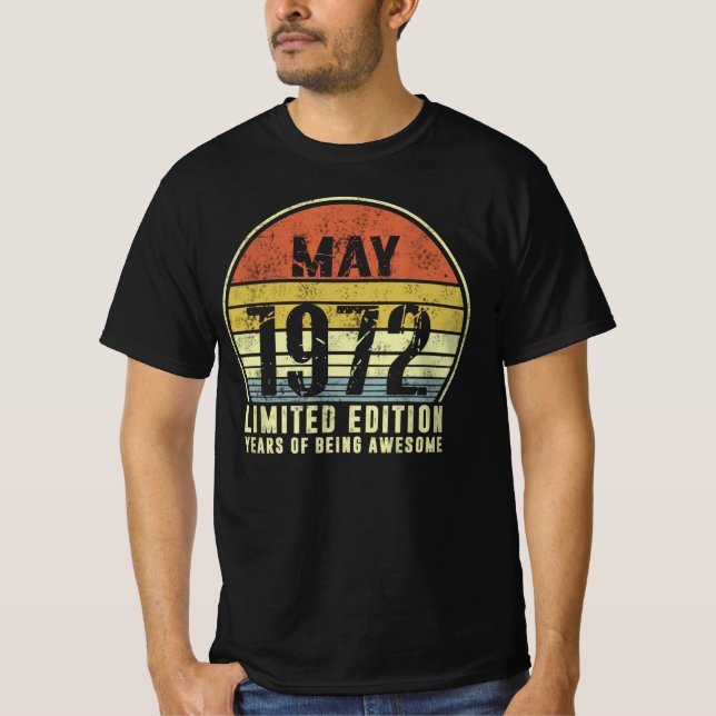 Camiseta Nascer Maio De 1972 Edição Limitada Anos De Ser Aw (Frente)