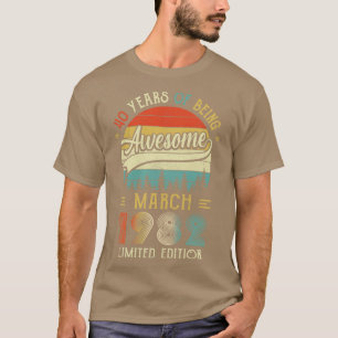 Camiseta Nascer Março De 1982 aniversário de 40 anos Feita