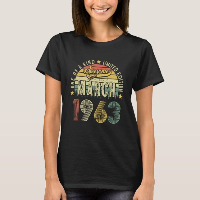 Camiseta Nascer Men 60th Birthday Incrível março de 1963 (Frente)