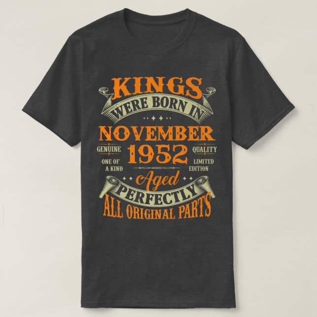 Camiseta Nascer Mens 70 Birthday Gift Kings Em Novembro De  (Frente do Design)