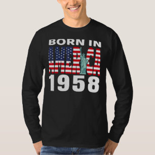 Camiseta Nascer Na América Em 1958, Estátua Da Liberdade No