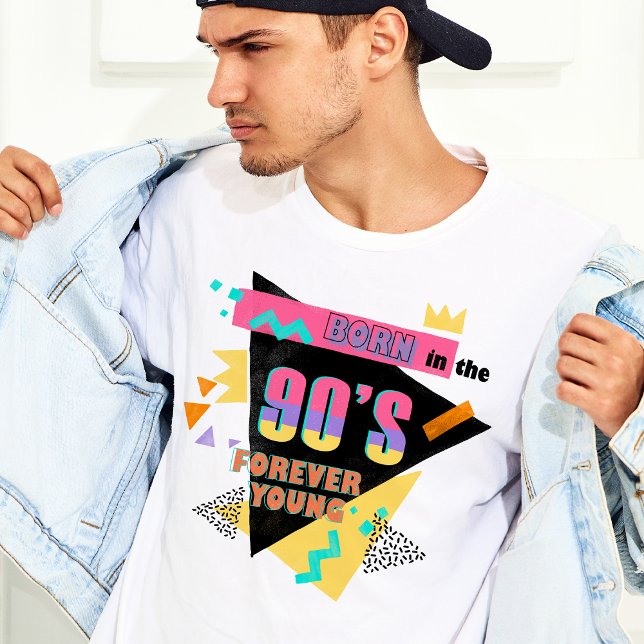 Camiseta Nascer na década de 90, retrô de memphis para semp (Born in the 90s forever young memphis retro T-Shirt)