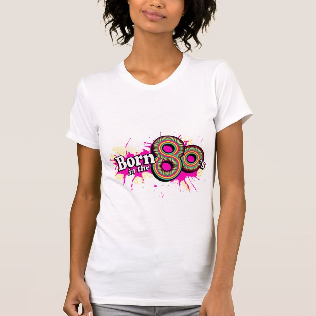 Camiseta Nascer na ponta do logotipo multirosa anos 80 (Frente)