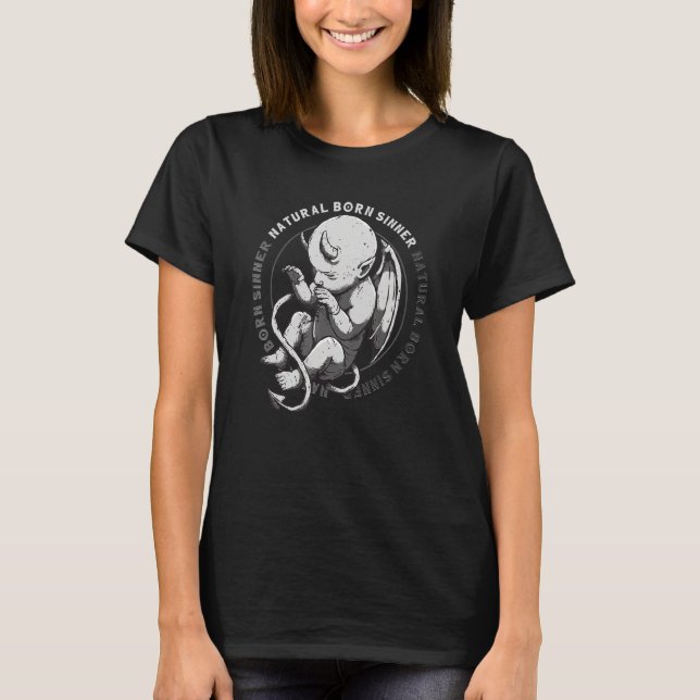 Camiseta Nascer Natural Sner Devil Baby Grunge Gótico Emo P (Frente)