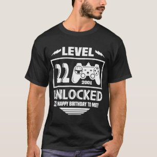 Camiseta Nascer Nível 22 Gamer Unlock em 2001 22º aniversár