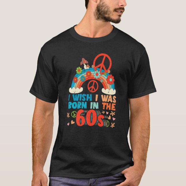 Camiseta Nascer no Hippie Nostalg do Hippie Retro nos anos  (Frente)