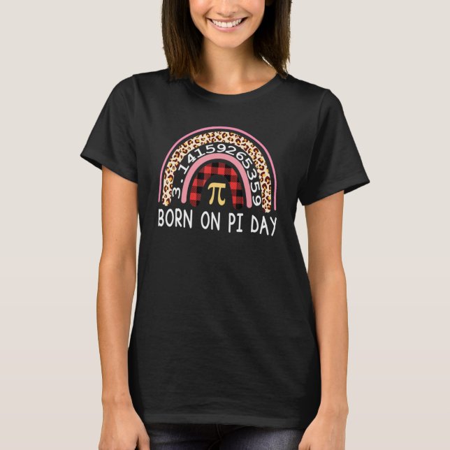Camiseta Nascer No Pi Day Leopard Rainbow Birthday Nerd Mat (Frente)