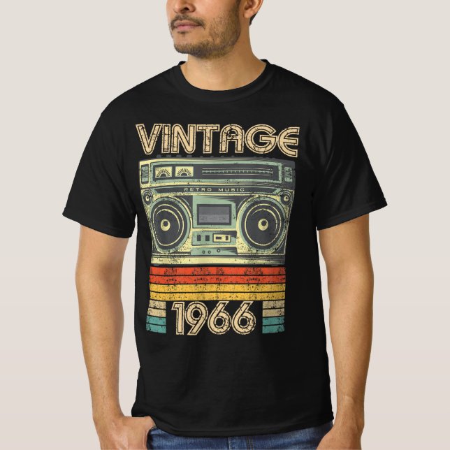 Camiseta Nascer No Rádio Retro De 1966, Presente De Anivers (Frente)