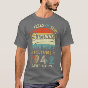 Camiseta Nascer Novembro De 1942 80 Aniversário Feito Em 19