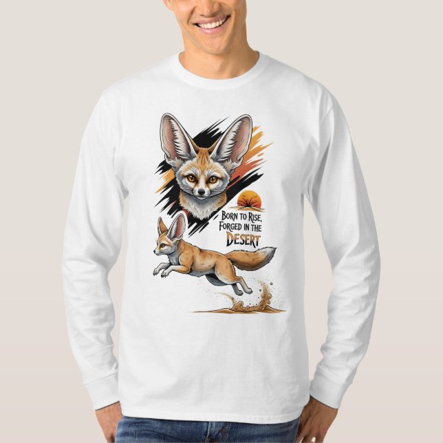 Camiseta Nascer para a subida - Ilustração da Fox do Desert (Frente)