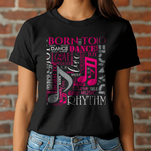 Camiseta Nascer para dançar ID277 cor-de-rosa/branco