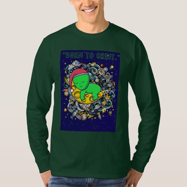 Camiseta nascer para órbita alienígena dormindo (Frente)