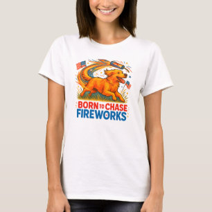 Camiseta Nascer para Perseguir o Fireworks Ouro Patriótic