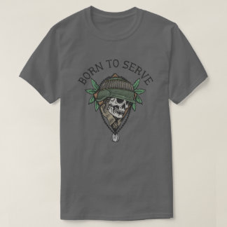 Camiseta Nascer para Servir Soldado Crânio