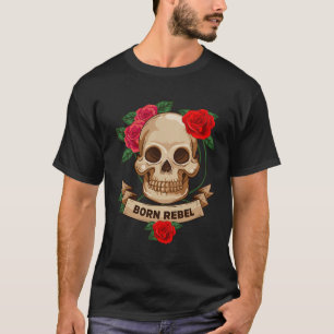 Camiseta Nascer Rebel Rosas Caveira Legal Emo Gótico Emotio