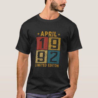 Camiseta Nascer Retro De Abril De 1992 Em 1992 30 Anos