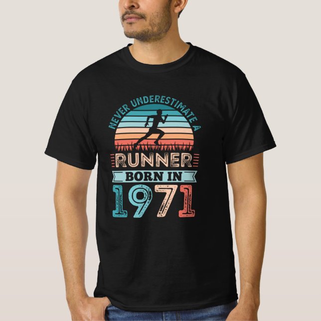 Camiseta nascer Runner em 1971, 50º Pai Corrente de Present (Frente)