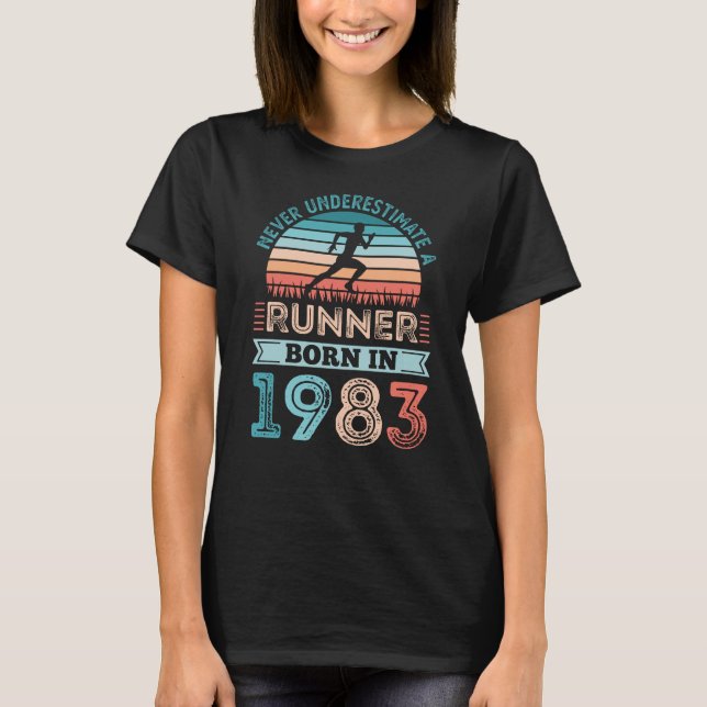 Camiseta Nascer Runner no Pai Gift em execução de 1983 (Frente)