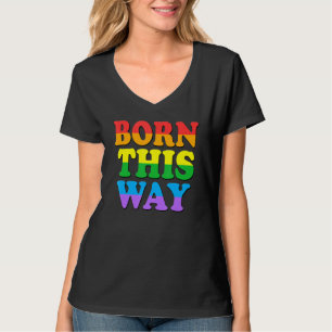 Camiseta Nascer This Way Orgulho gay Lgbt Rainbow Retro Vin
