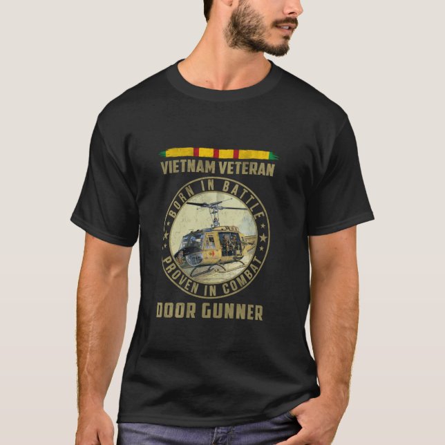 Camiseta Nascer Veterano Vietnã na Batalha Comprovada em Co (Frente)
